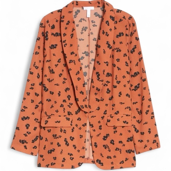 NWT Nordstrom Leith Floral Print Blazer in a rust/orange and black
Size Medium - Picture 1 of 10